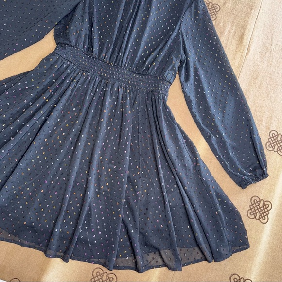 Torrid NWT! Mini Rainbow Clip Dot Blouson Sleeve Dress In Black Size 00 (M/L) - Picture 4 of 15